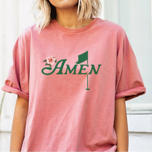 Amen Masters Golf Shirt, Masters Azalea Tshirt, Golf Comfort Color Tee for Men Women, Golf Masters Party Gift, Pink Golf Girl Flower Shirt