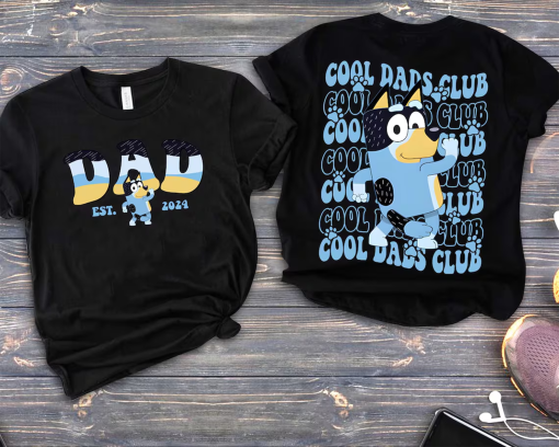 Bandit Bluey Cool Dads Club Two Sides Custom Shirt, Personalized Bluey Family Matching Shirt, Bluey Birthday Shirt, Bingo Bluey Shirt.