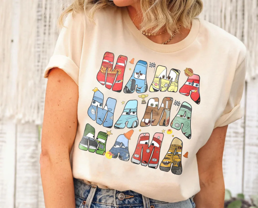 Retro Disney Cars Movie Mama Shirt | Funny Ightning Mcqueen And Tow Mater T-Shirt | Cute Mother’S Day Gift Tee | Disneyland Family Outfits