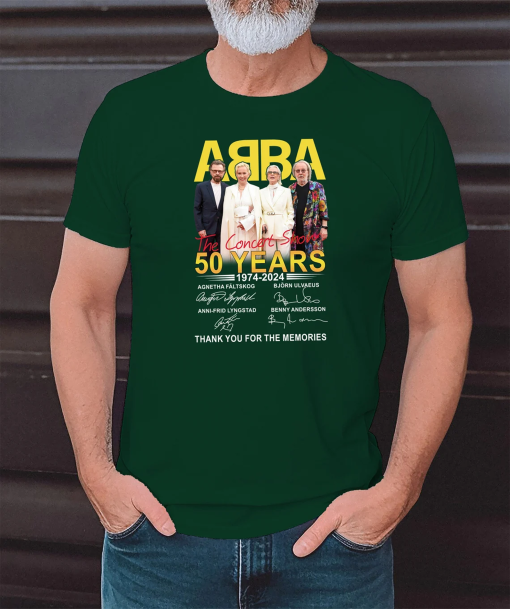 Abba Band 50th Anniversary 1974 – 2024 Signature T-Shirt, Abba the concert show 2024 TShirt Full Size S – 5XL, Pop Band Shirt