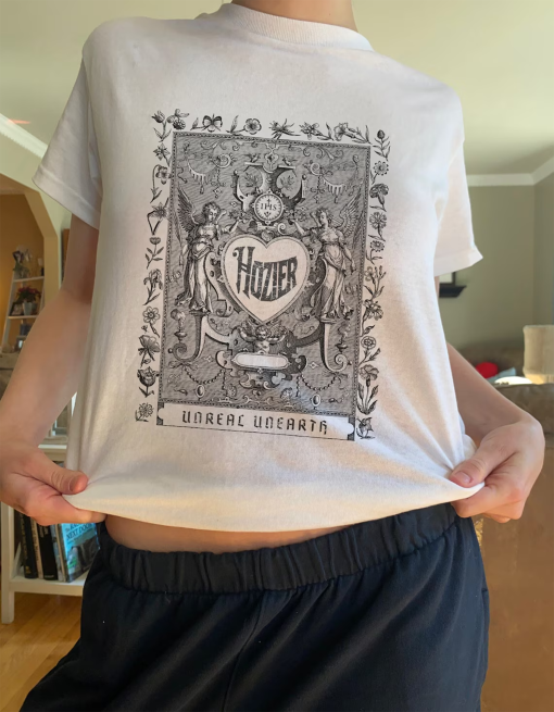 Hozier Unreal Unearth T-Shirt- Hozier Merch- Vintage Band Tee- Gothic Angels Floral Fairy Shirt- Fairycore- Unisex Heavy Cotton Tee