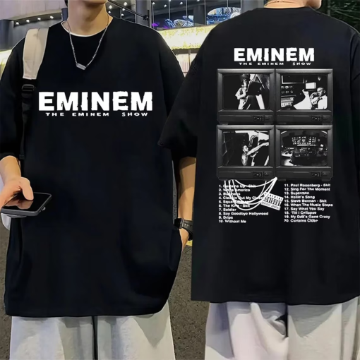 Rapper Eminem Music Album T Shirt World Tour Gift For Fan Graphic Shirt Men Women Vintage Big Classic Tshirts