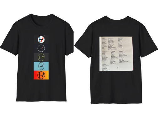 twentyonepilots Instagram song list, Album song lists, Twenty One Pilots The Clancy World Tour 2024 T Shirt, Twenty One Pilots Concert Shirt