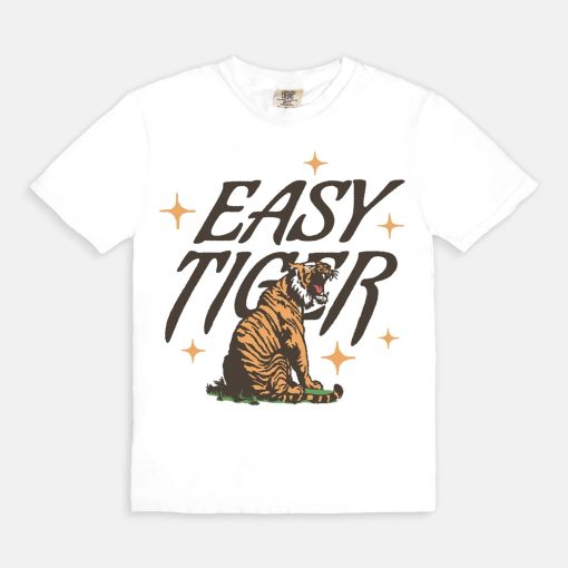 Easy Tiger Tee, Trendy aesthetic comfort colors graphic tee, vintage inspired graphic tee