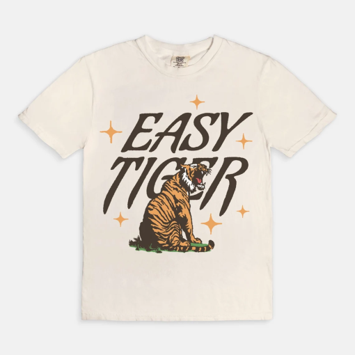 Easy Tiger Tee, Trendy aesthetic comfort colors graphic tee, vintage inspired graphic tee