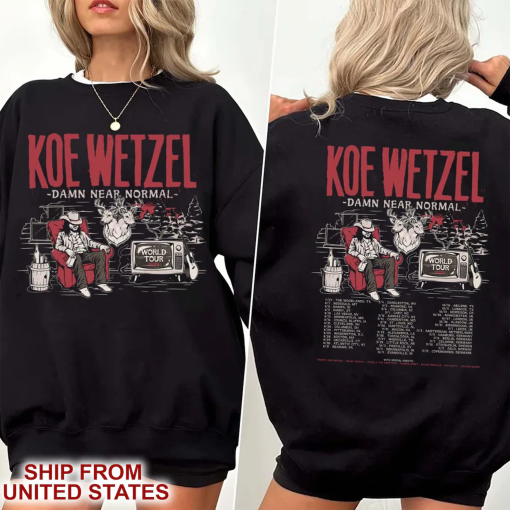 K0e Wettzel World Tour 2024 Shirt Gildan Shirt| 2 Sides Damn Near Normal Tour Gildan Sweatshirt| World Tour 2024 Tee For Fans