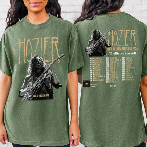 Hozier Unreal Unearth Tour 2 Sides T-shirt, Hozier Tour 2024, Music Tour Shirt, Hozier Tour Shirt, Hozier Concert, Rock Tour 2024_205