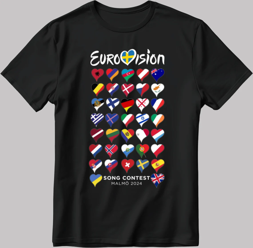 Song Contest Malmö 2024 Eurovision Short Sleeve White-Black Men’s / Women’s T Shirt TB