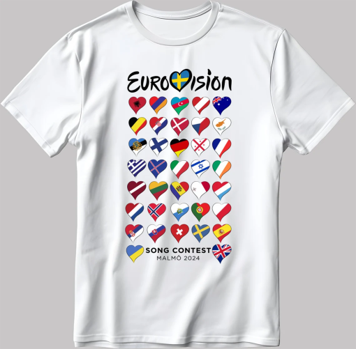 Song Contest Malmö 2024 Eurovision Short Sleeve White-Black Men’s / Women’s T Shirt TB