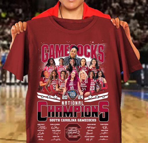 Gamecocks Women’s Basketball 2024 Final Four National Champions South Carolina Gamecocks Signatures Shirt, Dawn Staley Merch for Fans