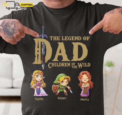 Dad The Legend Of Dad Personalized T-Shirt, Zelda Dad Shirt, Zelda Link Shirt, Breath Of The Wild Shirt, Custom Legend Of Zelda Shirt