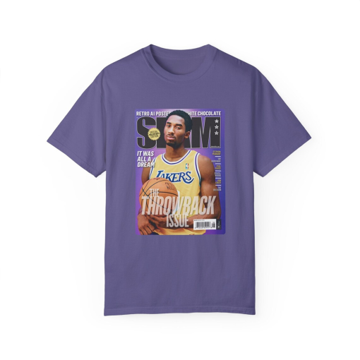 Kobe Bryant Throwback SLAM Cover Unisex Garment-Dyed T-shirt, Retro Kobe Bryant T-Shirt, Mamba Lovers and Gift for Basketball Fans