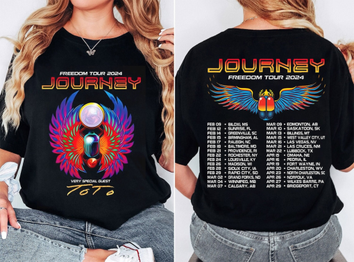 Journey 2024 Tour Freedom T-Shirt, Journey Freedom Tour 2024 Shirt, Journey With Toto 2024 Concert Shirt, Toto Concert Shirt Fans Music Band