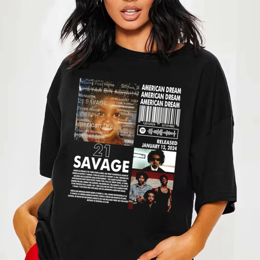 Vintage 21 Savage Tour 2024 Merch/ 21 Savage Tour 2024 Sweatshirt, The American Dream Tour 2024 Shirt 2 side sweatshirt