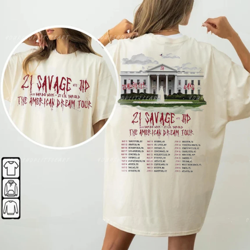 Vintage 21 Savage Tour 2024 Merch, 21 Savage Tour 2024 Sweatshirt, The American Dream Tour 2024 Shirt 2 side sweatshirt