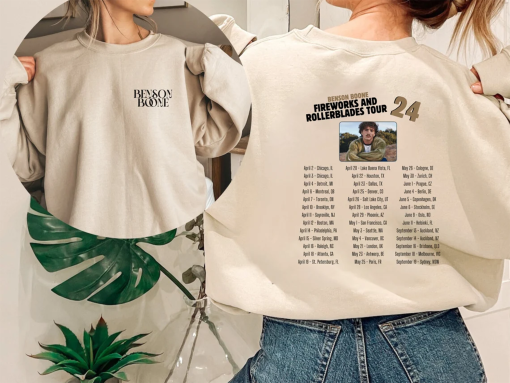 Benson Boone Sweatshirt – Fireworks and Rollerblades World Tour – 2024 Benson Boone Tour Merch – Vintage Concert Crewneck