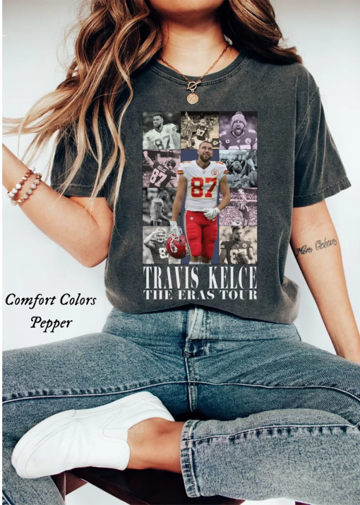 Travis Kelce Eras Tshirt & Sweatshirt Kansas City Chiefs Travis Kelce Eras Tour Comfort Colors Shirt