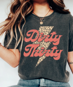 Retro 30th Birthday Shirt, Dirty Thirty Leopard…