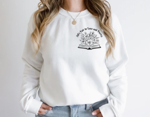 The Tortured Poet’s Department Gildan 18000 Sweatshirt Front and Back Print, All is Fair in Love and Poetry Jumper, TTPD Fan Art Merchandise