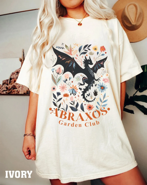 Abraxos Flower Comfort Colors Shirt, Fantasy Dragon Bookish Shirt, Boho Wildflowers Cottagecore Shirt, Fantasy Book Lover Shirt, Book Gift