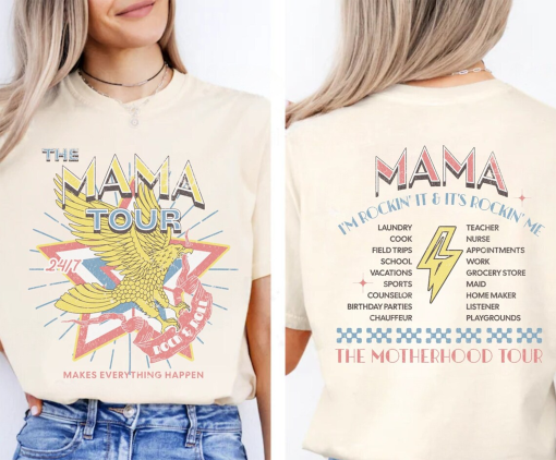 Vintage Mama Shirt Gift For Mama Tour Graphic Tees For Mom Shirt Motherhood Tour Mom Birthday Gift For Mothers Day Trendy Mama Rock Shirt