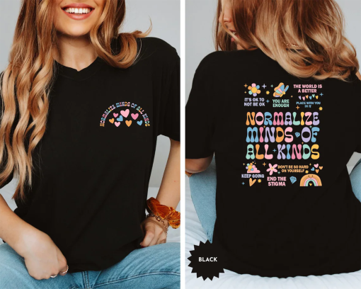 Normalize Minds Of All Kinds Boho Style Shirt,Retro Autism Awareness,Vintage Mental Health Apparel,Unisex ADHD Tee,Teacher Autism Month Gift