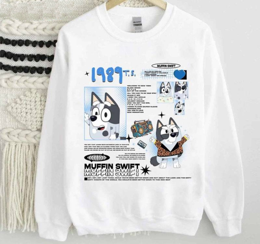 1989 Bluey The Eras Tour Shirt, Swiftie Muffin Short Sleeve Sweater