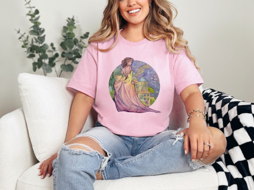 Star Wars Padme Amidala Naboo Ombre Lake Gown hand Painted Watercolor Art Heavyweight Unisex Crewneck T-shirt | Nerd Geek Apparel Gift Idea