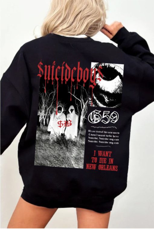 Suicideboys Unisex Sweatshirt, I Want To Die In New Orleans, Ruby Da Cherry Pullover, Scrim Sweatshirt, Grey Day Tour