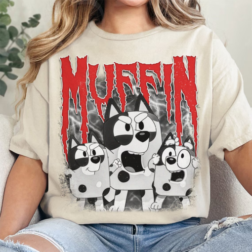 Bluye Muffin Metal Shirt, Muffin Emotions Shirt, Muffin Bluye shirt, Bluey Muffin Tshirt, Muffin Birthday Bluye Cartoon, Muffin Heeler Shirt