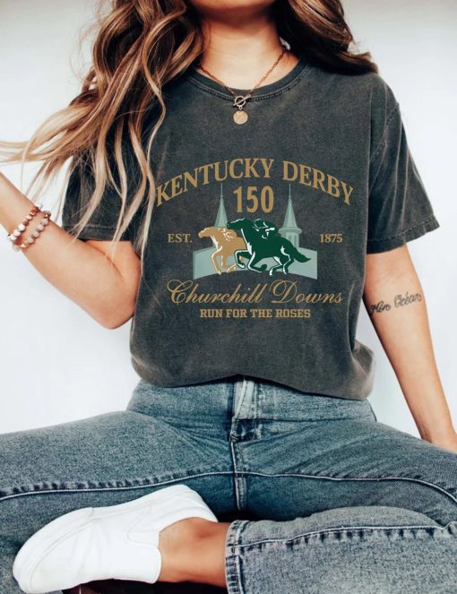 Kentucky Derby Churchill Downs 2024 Comfort Color Shirt, Run For The Roses, 150th Kentucky Horse Racing Gift, KY Derby Horse Racing Weekend