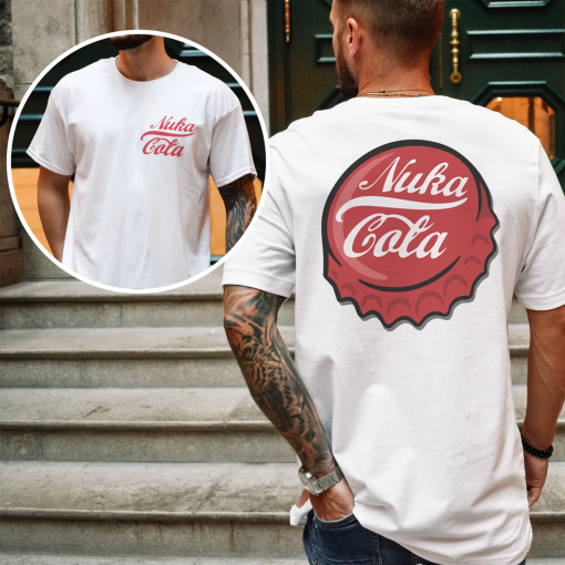 Retro Nuka Cola Bottle Cap Graphic T-Shirt, Video Game Tee Shirt Memorabilia, TV Show Merch, Gift for Gamers, Fallout Game Shirt