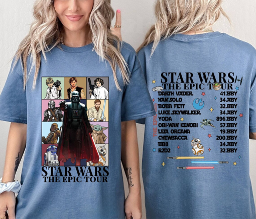 StarWars The Epic Tour Galaxy Edge Shirt | Vintage The Mandalorian Shirt | Anakin Skywalker Baby Yoda Shirt | Starwars Eras Style Shirt