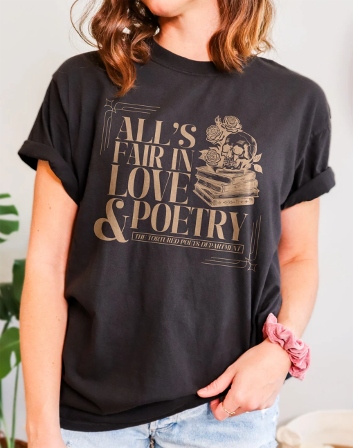 All’s Fair In Love And Poetry The Tortured Poets Department New Album Unisex Oversized Tshirt Graphic Tee Swiftie Merch Eras Tour Shirt