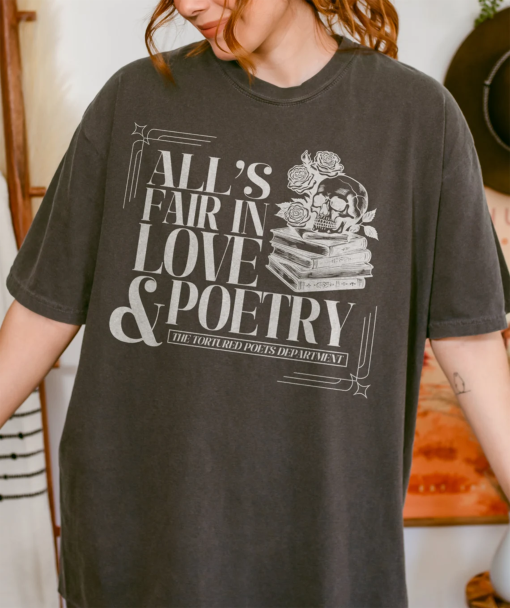 All’s Fair In Love And Poetry The Tortured Poets Department New Album Unisex Oversized Tshirt Graphic Tee Swiftie Merch Eras Tour Shirt