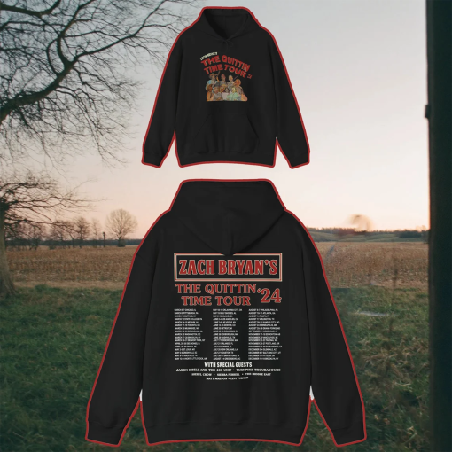 Quittin Time Tour Zach Bryan 2024 Tour Hoodie S-5XL, Sweatshirt, Country Music, Concert Merch