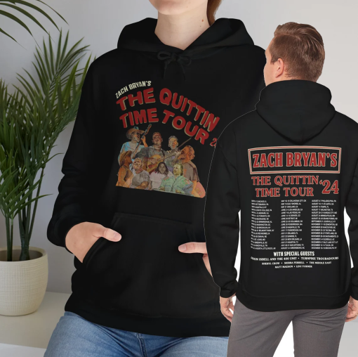 Quittin Time Tour Zach Bryan 2024 Tour Hoodie S-5XL, Sweatshirt, Country Music, Concert Merch