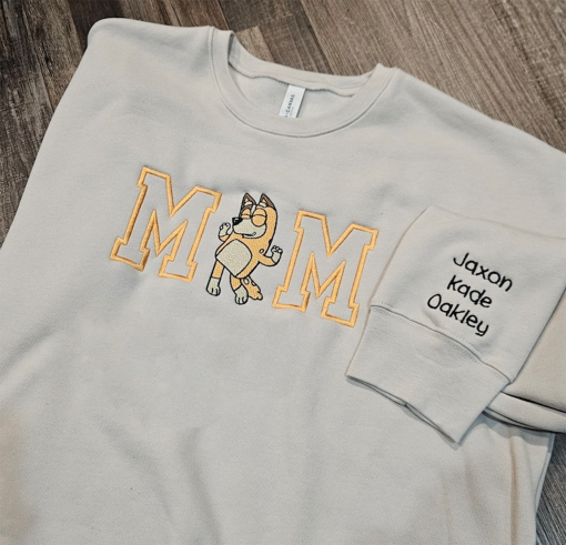 Mom Mama Dog Embroidered Sweatshirt, Mother’s Day Embroidered Sweatshirt, Custom Embroidered Sweatshirt, Gift For Mama, Embroidered Hoodie