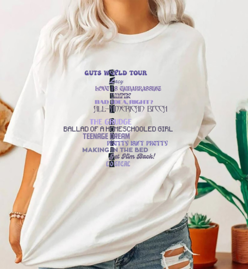 Olivia Rodrigo Guts World Tour Shirt, Guts Tour 2024 Shirt, Concert Shirt, Olivia Rodrigo Fans Shirt, Olivia Guts Merch, Music Concert Shirt