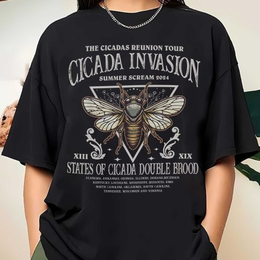 The Cicadas Reunion Tour Shirt, Cicadas Invasion Summer Scream 2024 Tee, States Of Cicada Double Brood XIII & XIX, Gift for Nature Lovers