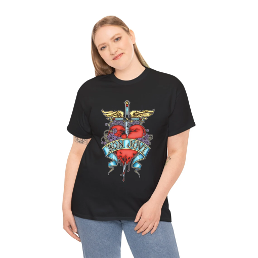 Bon Jovi T-Shirt – Rock Music Shirt – Livin’ On A Prayer – Slippery When Wet – Crush Album – Bon Jovi Merch – Unisex Heavy Cotton Tee