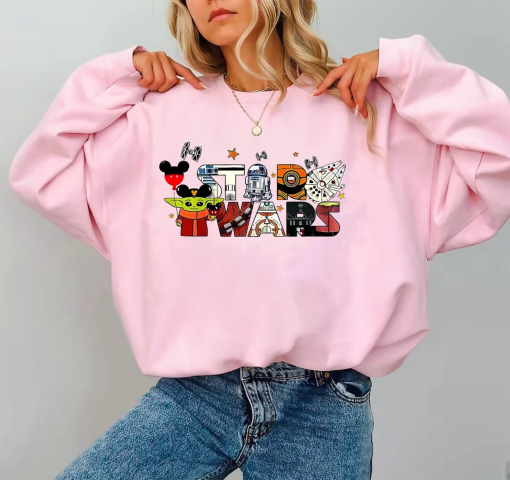 Star Wars Character Sweatshirt, Disney Star Wars Hoodie, Disney Character Sweatshirt, Star Wars Galaxy Sweater, Disney Star Wars Sweatshirt