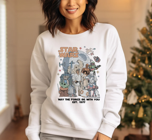 Comfort Colors® Star Wars May The Force Sweatshirt, Disney Star Wars Sweatshirt, Star Wars Est 1977 Sweater, Star Wars Characters Sweatshirt