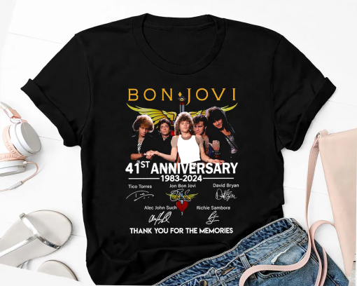 41st Anniversary Bon Jovi Band T-shirt, Bon Jovi Shirt Fan Gifts, Bon Jovi 90s Vintage Shirt, Bon Jovi Signature Shirt, Bon Jovi Band Shirt