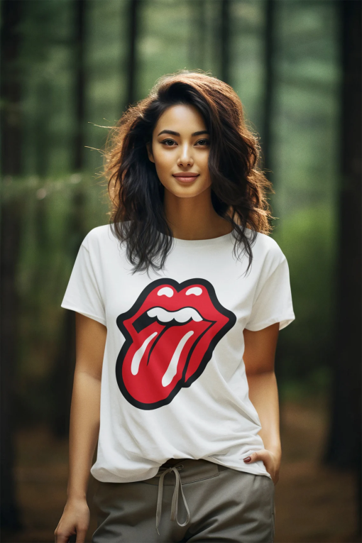 Rolling Stones Hot Lips tribute Shirt, Unisex tongue with lips Graphic Cotton Tee, Gift for Rolling Stones fan, Gift for mum, Gift for Dad