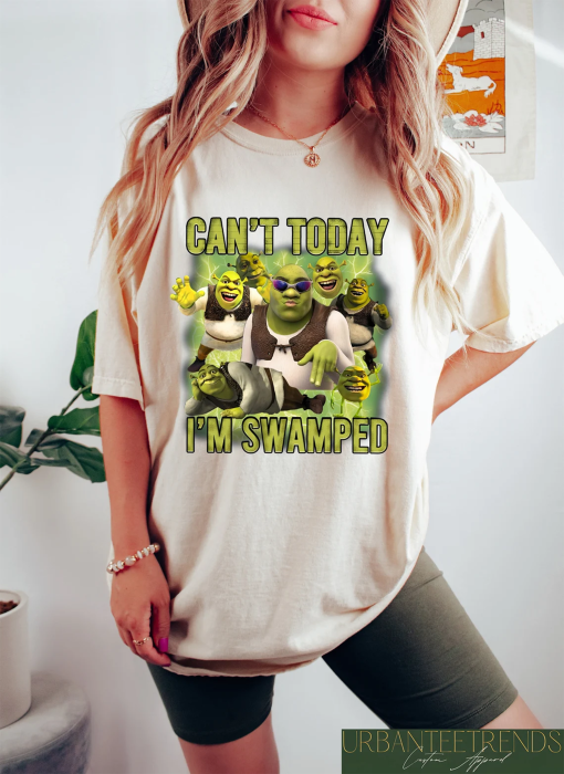 Can’t Today I’m Swamped Shirt, Shrek Funny Trending Shirt, Fiona and Shrek Tshirt, Funny Shrek Trending Tee, Shrek Face Meme Shirt