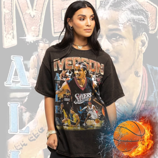 Vintage Wash Iverson T-Shirt, Basketball Player Heavy Cotton Shirt, The Answer Vintage Graphic Tee, Sports Lover T Shirt