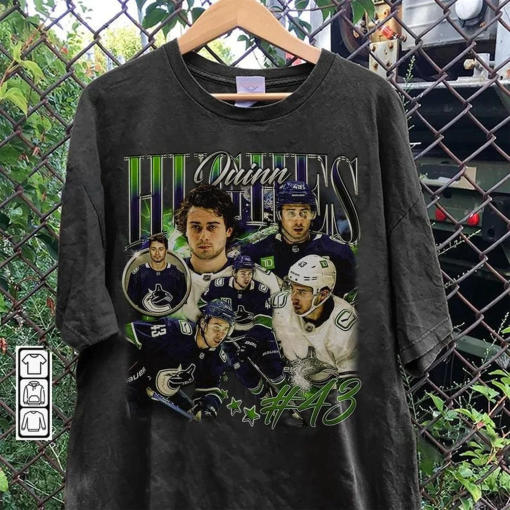 Quinn Hughes Vancouver Ice Hockey Shirt, Canucks Ice Hockey Shirt Christmas Gift, Ice Hockey 90s Vintage Fan Gift