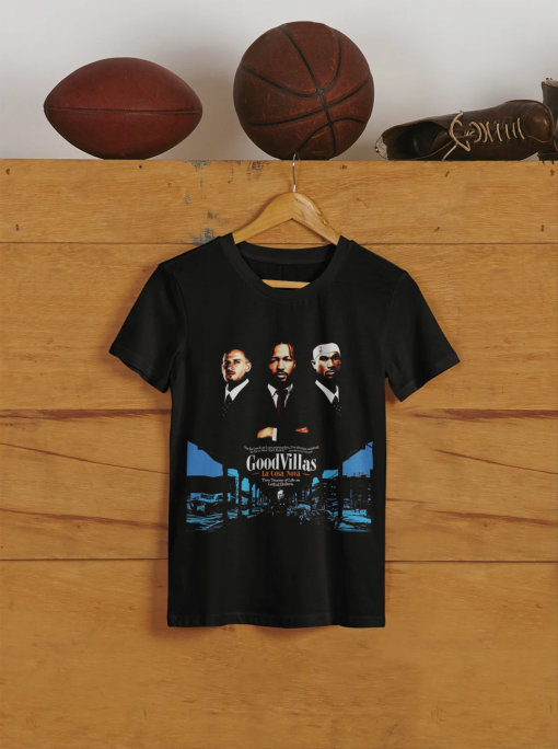 GoodVillas Limited Edition Black T-Shirt, trio of New York Knicks stars Jalen Brunson, Josh Hart, and Donte DiVincenzo.