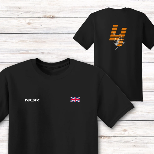 Lando Norris Signature Series F1 T-Shirt, Front & Back – Exclusive British Racing shirt